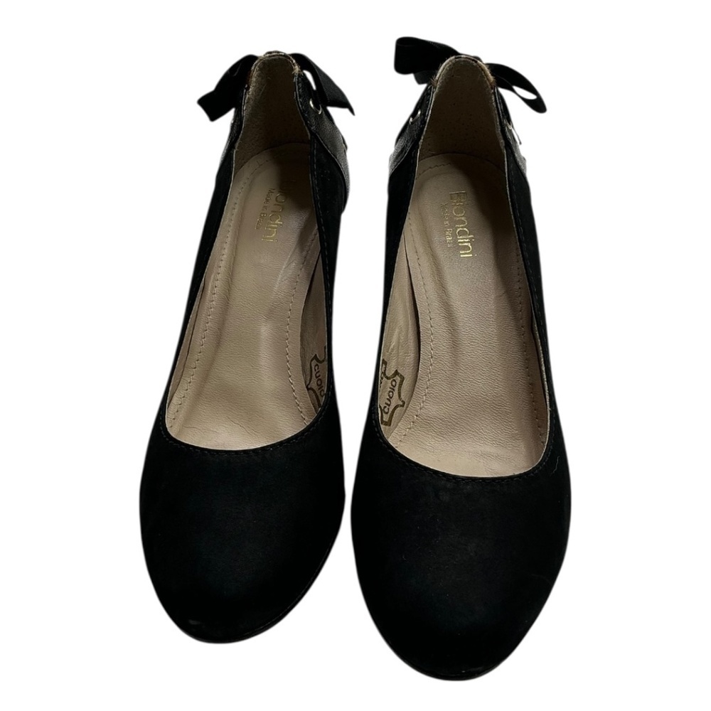 Biondini Black Leopard Calf Bow Block Heels - Picture 13 of 15